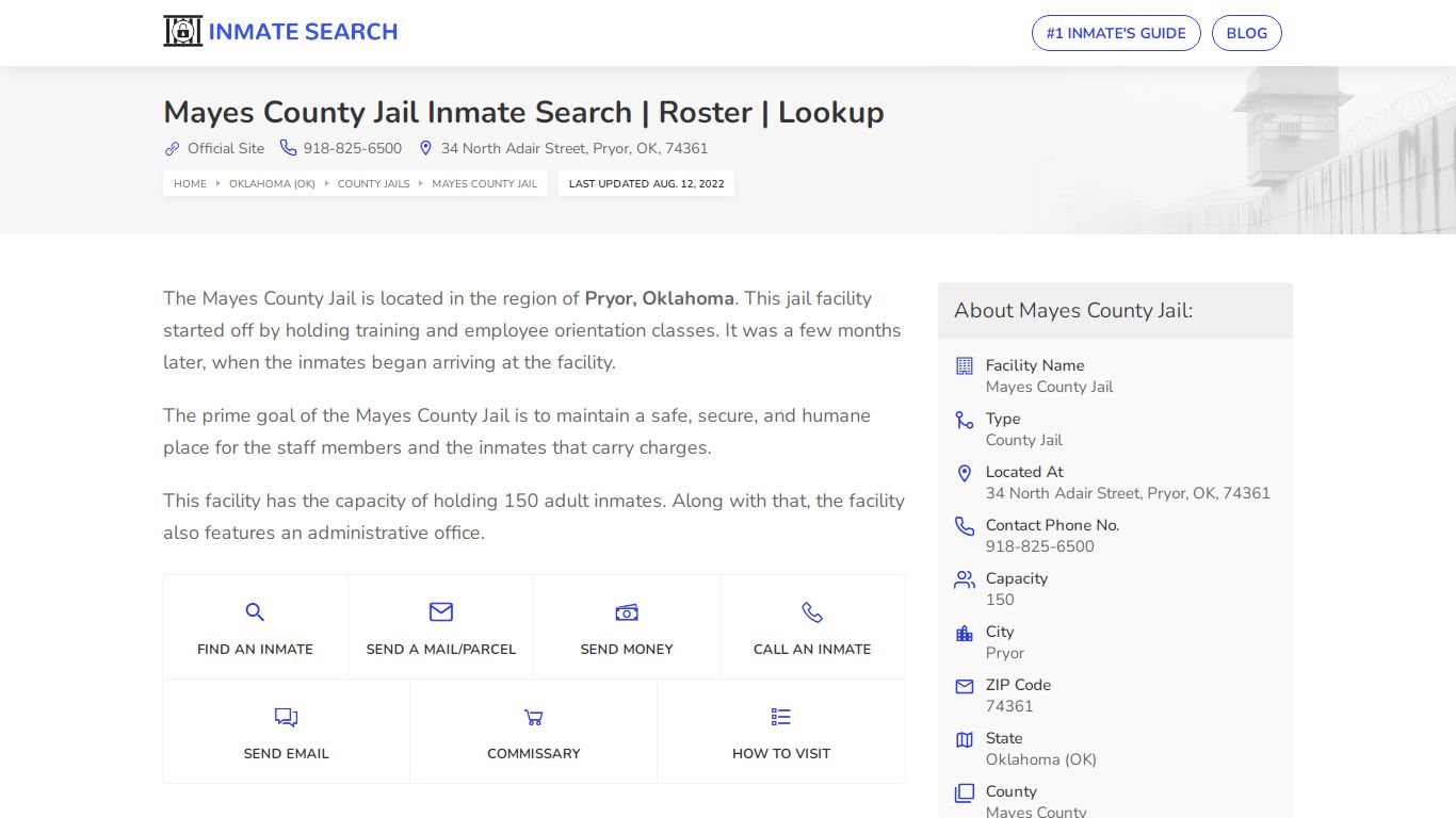 Mayes County Jail Inmate Search | Roster | Lookup