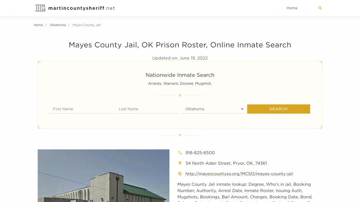 Mayes County Jail, OK Prison Roster, Online Inmate Search ...